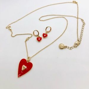 Modern Vintage Love Heart Necklace & Earrings
